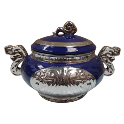 Sopera Porcelana Yemanja 22 x 32 cm (Azul con plateado) 13 in